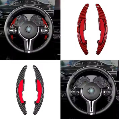 BMW M2 M3 M4 M5 M6 X5M X6M Carbon Fiber Paddle Extensions Shifters (Black/Red)