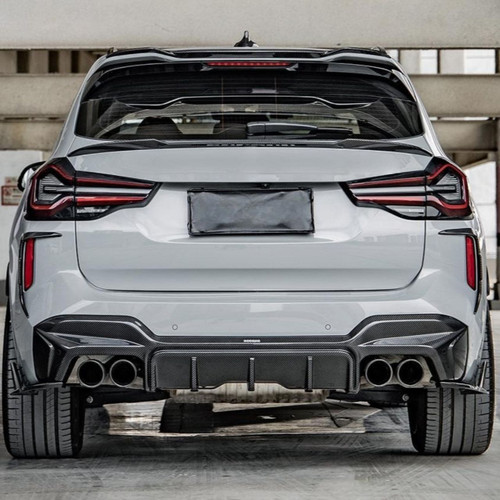 2022-2024 BMW X3M F97 Carbon Fiber SQ V2 Style Rear Diffuser With Rear Splitters