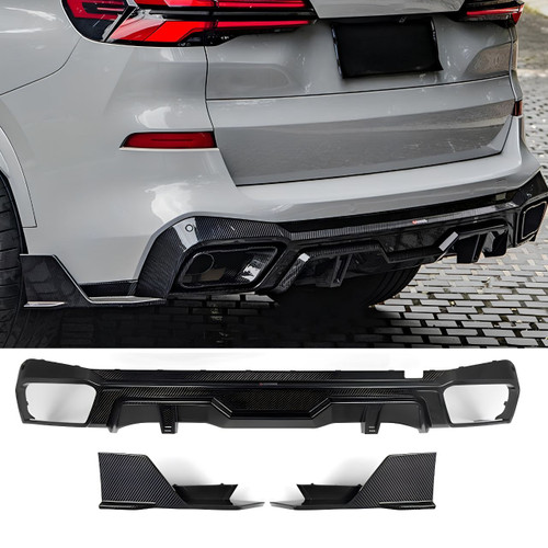 BMW X5 (G05) Carbon Fiber SQ Style Rear Diffuser with Bumper Splitters