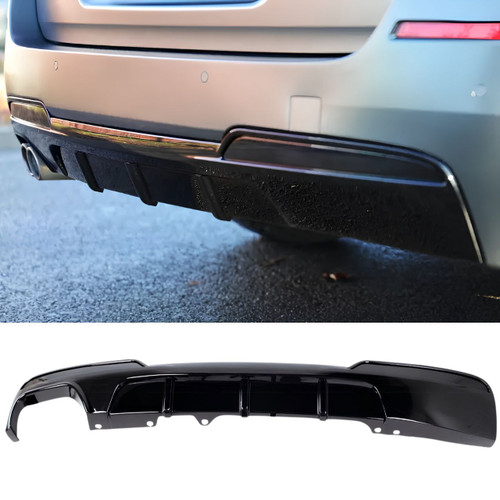 BMW F10 5 Series Gloss Black M Tech Style Rear Diffuser (Quad Exhaust)