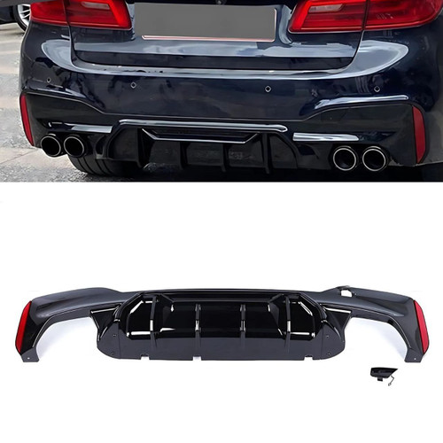 2017-2023 BMW G30 5 Series Gloss Black Competition Style Rear Diffuser