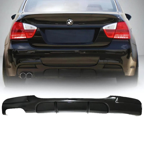 BMW 3 Series (E90) Gloss Black M Tech Style Rear Diffuser (Single-Side Dual)