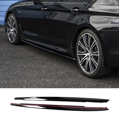 BMW G30 5 Series Gloss Black M Performance Style Side Skirt Add-on Lip Extensions