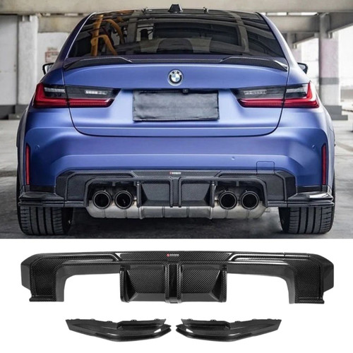 BMW G80/G82/G83 M3 M4 Carbon Fiber SQ-A Style Rear Diffuser with Bumper Splitters