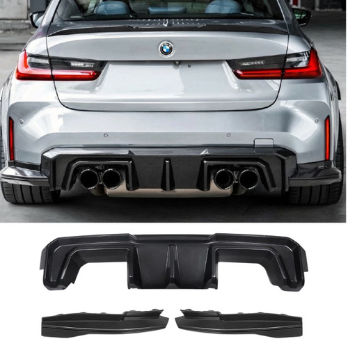 BMW G80/G82/G83 M3 M4 Carbon Fiber SQ Style Rear Diffuser with Bumper Splitters