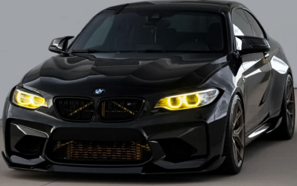 Black BMW F22 featuring aftermarket parts