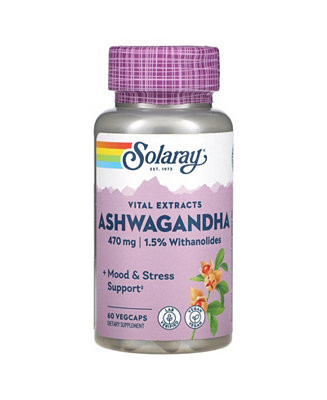 Solaray Ashwaganda Extract 470mg 1.5% withanolides 60 Vegcaps
