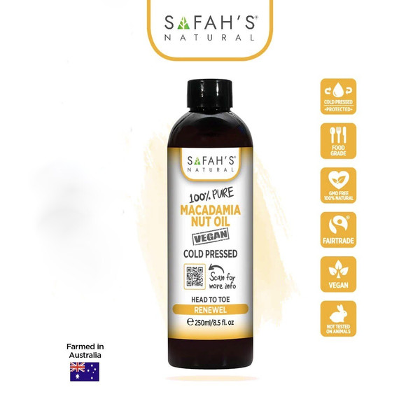 Safah’s Natural Safah’s 100% Pure Cold Pressed Macadamia Nut Oil 250ml