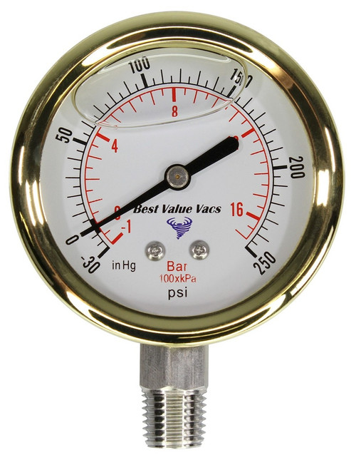 Glycerin Filled Compound Gauge w/ 1/4" NPT Base LeDAB