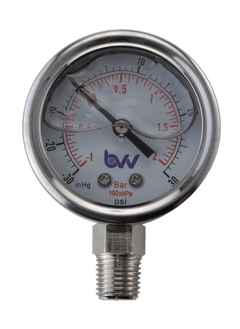 Oil Filled Vacuum/Pressure Gauge - Bottom Mount