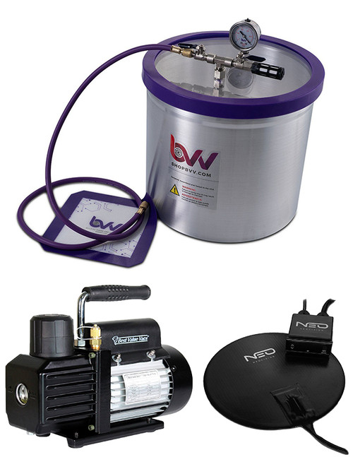 Mini Lab Pack 5 - 5 Gallon Aluminum Vacuum Chamber;  4CFM VE225  Pump;  12" Heat Pad