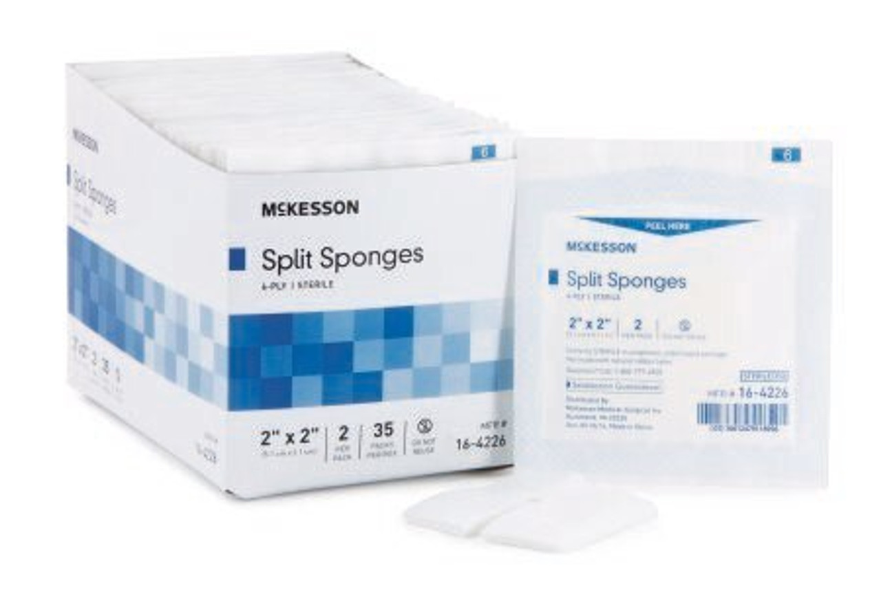 McKesson 6-Ply Sterile Drain / IV Sponge, Pre-Cut with T-Slit