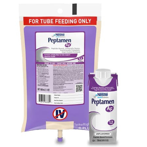 Peptamen AF, Unflavored is Ready to Use, and comes in 8 oz. (250 mL) Cartons and 1000 mL Ready To Hang Container.