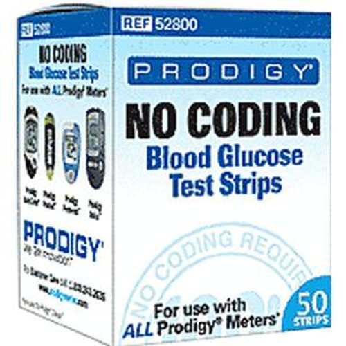 Prodigy No Coding Blood Glucose Test Strips (Box of 50)