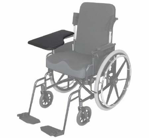 The Comfort Company Flip-Up Half Lap Tray is easily attached to full- and desk-length wheelchair arms with included slide on mounting. The non-contoured Flip-Up Lap Tray's 270-degree flip-up design allows for quick transfers and easy cleaning.