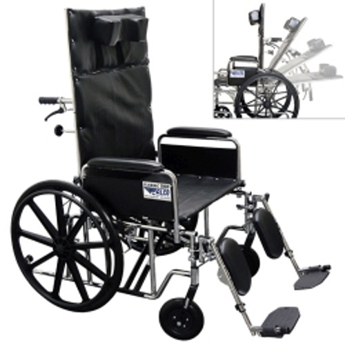 Alco Heavy Duty Reclining Wheelchair, 20", 22" or 24" Width, Weight Capacity 500 lbs