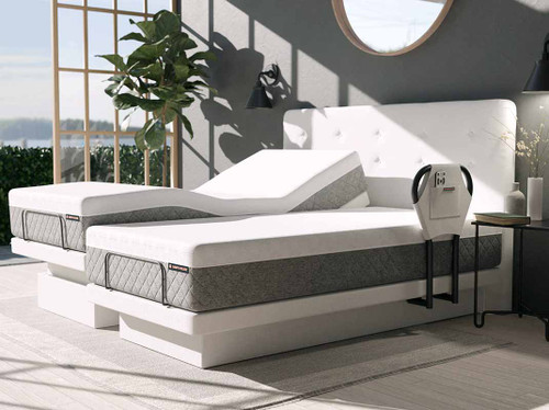 Dawn House Adjustable Smart Bed & Mattress - Height Adjustable -Twin, Full, Queen & Split King (shown in Ivory base and headboard).