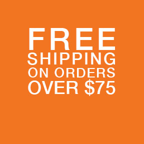 Square, orange banner promoting Free Shipping on All Order Amounts over 75 dollars