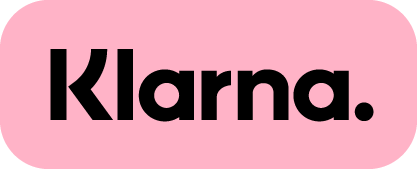 Klarna financing logo in black over pink box background