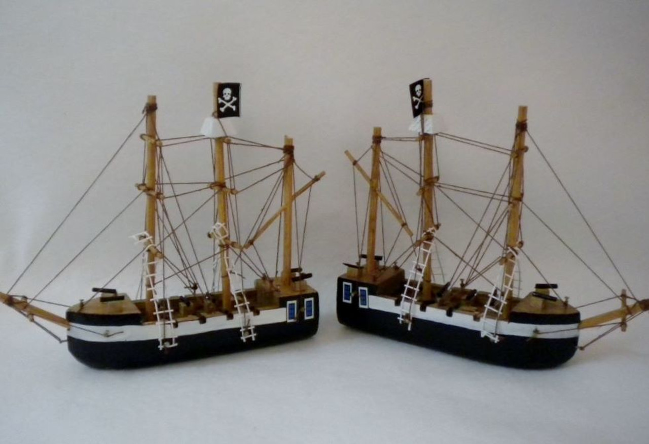 Wooden Pirates Boat Set of 2 Nautical Seasons #4155