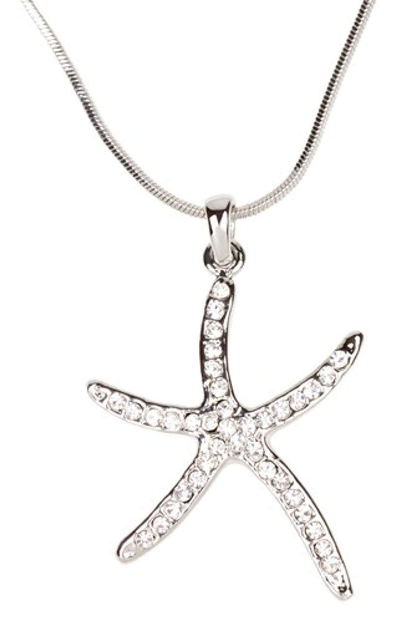 Silver Cubic Zirconia Starfish Necklace | Fox Fine Jewelry