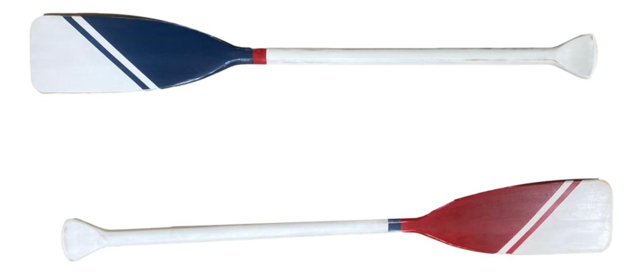 Oars: Set of 2 Paddles Painted White, Blue, Red Painted Rustic