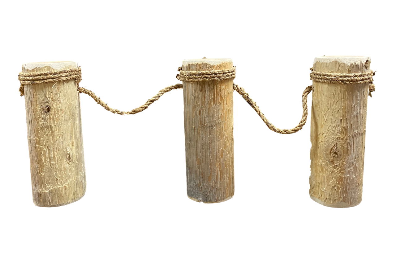 Wooden Piling Pier Post set of 3 Garden Posts