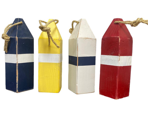 wooden Fishing Buoy Decoration 
Choose Colors: Navy Blue, Yellow, White, Red and more 
Nautical Seasons