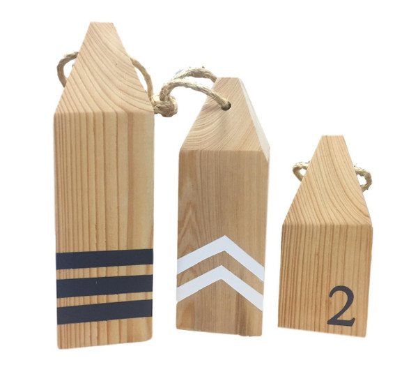 Set of 3 Wooden Buoys 
Nautical Seasons