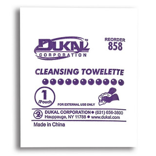 Dukal Cleansing Towelette 5" x 8" NS, 1/Pack, 1500 Packs/Box, 858-1000