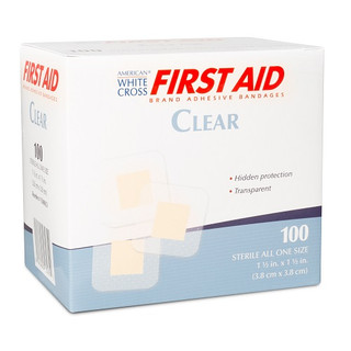 Dukal Clear Adhesive Bandages 1½" x 1½", 100/Box, 12 Boxes/Cs, 1308033