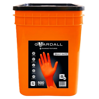 Guardall 8.0 Mil Orange Nitrile PF Industrial Gloves, Diamond Texture, 500/Bucket, B8150D
