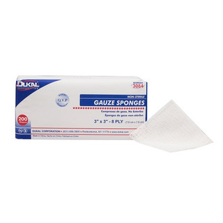 Dukal Gauze Sponge 3" x 3" 8-Ply NS, 200/Bag, 20 bags/Cs, 3084