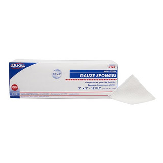 Dukal Gauze Sponge 3" x 3" 12-Ply NS, 200/Bag, 20 Bags/Cs, 3124