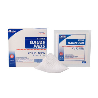 Dukal Gauze Pad 2" x 2" 12-Ply Sterile 25 Pack/Box, 24 Boxes/Cs, 1212-25