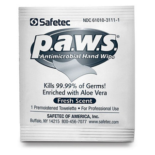 Safetec P.A.W.S. Antimicrobial Hand Wipes, 10/Box, 100 Boxes/Case, 34400