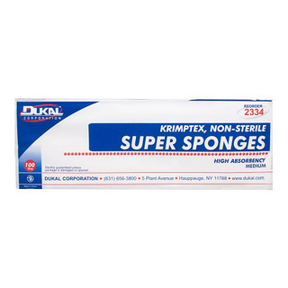 Dukal Krimptex Super Sponge 32 Ply NS Medium, 100/Bag, 6 Bags/Cs, 2334