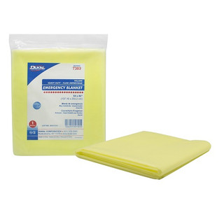 Dukal Emergency Blanket Fluid lmpervious, Yellow, 1/Bag, 50 Bags/Cs