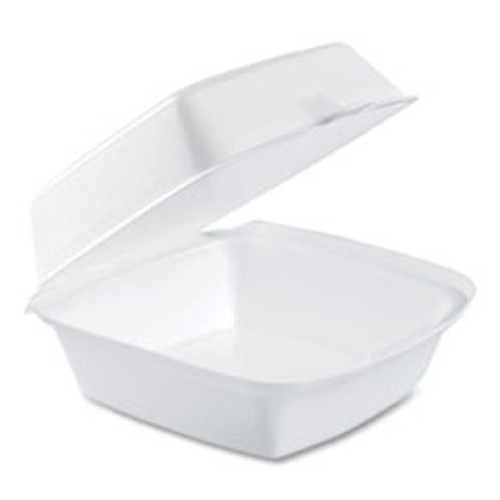 Dart Foam Hinged Lid Containers, 6 x 5.78 x 3, White, 500/Cs, DCC60HT1