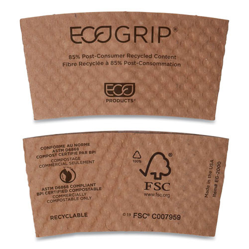 Eco-Product EcoGrip Hot Cup Sleeves, Renewable and Compostable, 1,300/Cs, ECOEG2000