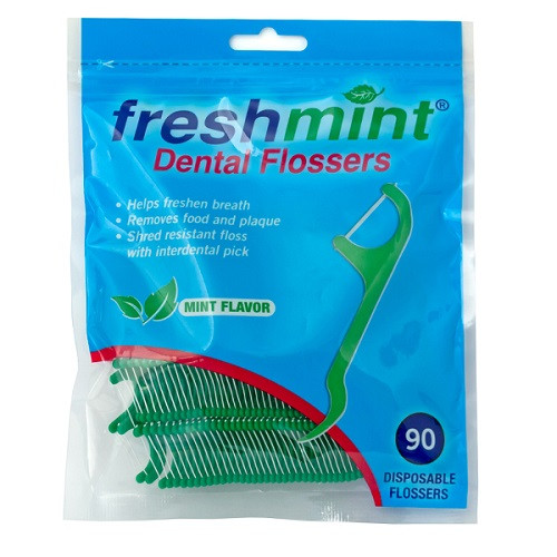 Freshmint Mint Flavored Dental Floss Picks, 90/Bag, 36 Bags/Case, FLSPK9036