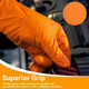 Guardall 8.0 Mil Orange Nitrile PF Industrial Gloves, Diamond Texture, 500/Bucket, B8150D