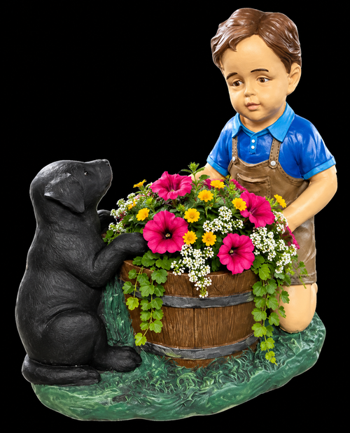 Boy & Dog Planter