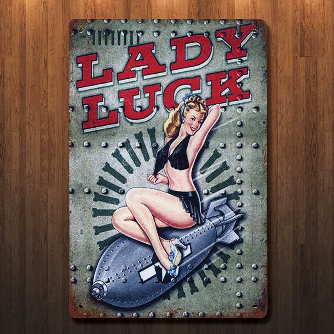 5212 WWII Lady Luck Metal Sign-img-0