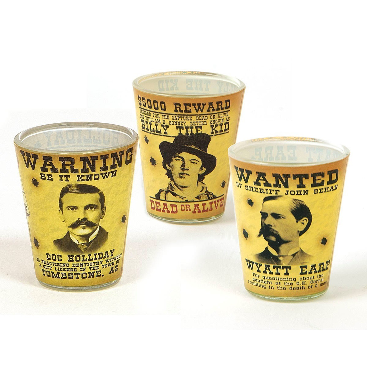 5011 Set of 3 Old West Wanted Poster Shot Glasses-img-0