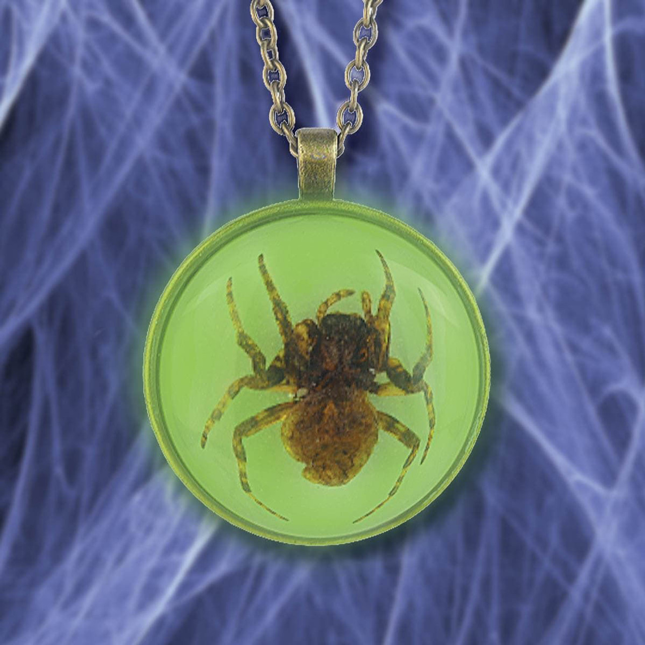 1561 Insect Art Glowing Spider Pendant-img-1