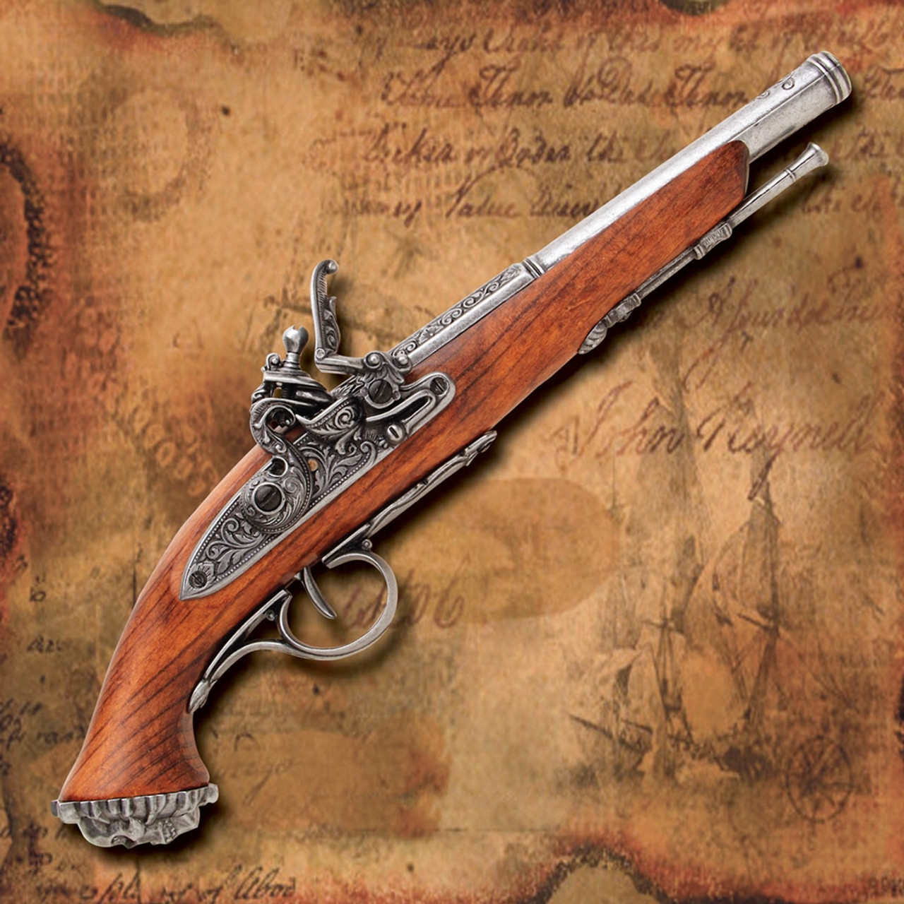 18th Century British Flintlock Blunderbuss Pistol - Brass - Atlanta Cutlery  Corporation