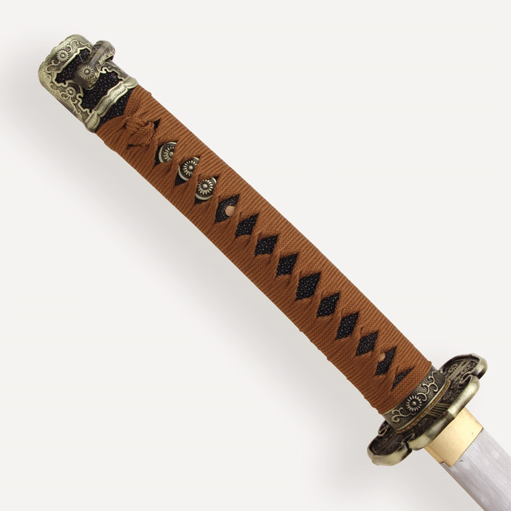 Brown Ornate Damascus Katana - Atlanta Cutlery Corporation