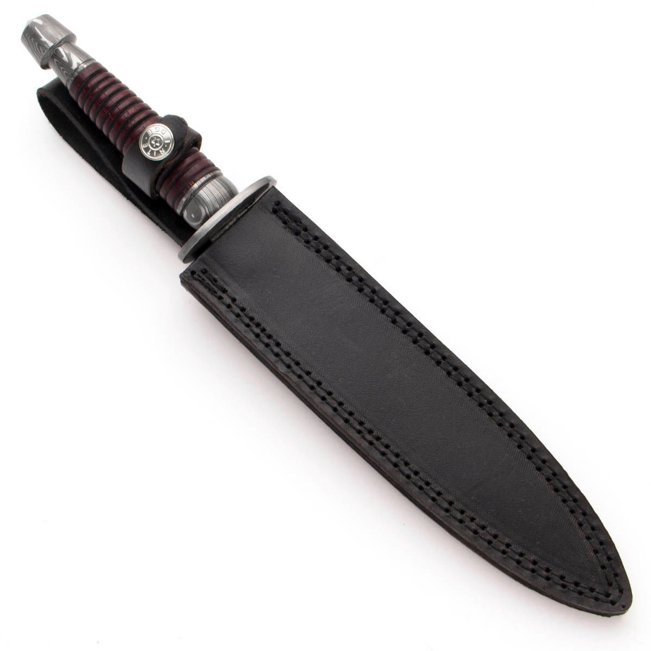 4551 Damascus Commando Dagger w/ Wood Handle-img-4