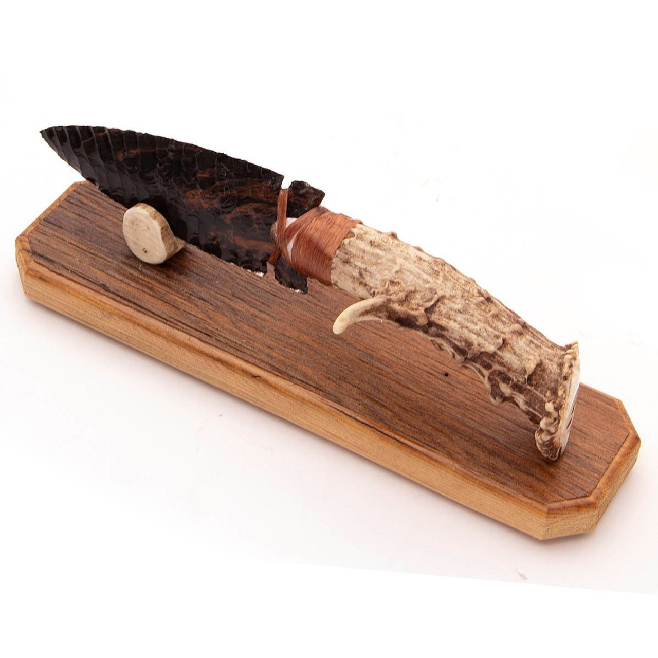 4429 Large Deer Antler Obsidian Knife-img-0